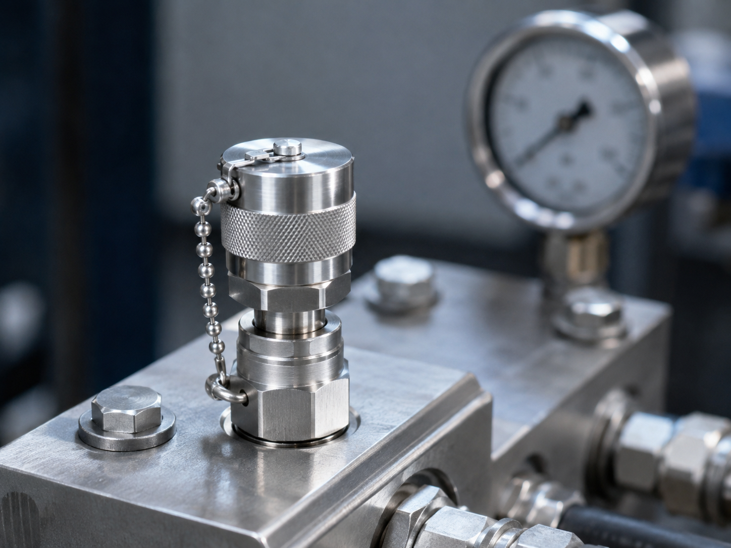 Stainless Steel Test Point in extreme service environment, showing orbital hologram effect