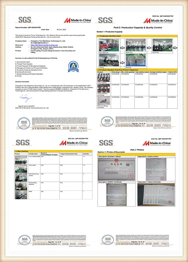 SGS Inspection Certificate